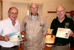 Pat Hughes and Howard Overton receive Turning of the month and Highly commended certificates respectively